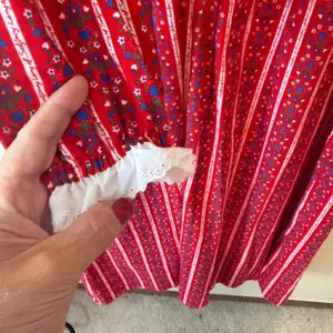 Lanz of Salzburg 100% Cotton Nightgown Medium Red Heart Lace Trim Cottagecore thumbnail 4