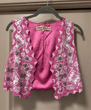 Free People Embroidered Bohemian Vest thumbnail 1