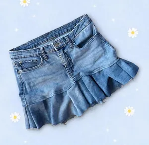 Lee vintage y2k coquette fairycore low rise ruffle denim mini skirt size medium 💙 thumbnail 1