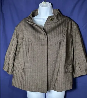 Gianni Bini Herringbone Wool Blend Cropped Jacket - Size M thumbnail 1