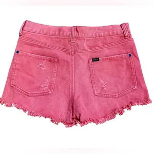 RVCA Women's Faded Red Distressed Raw‎ Hem Jean Shorts Sz 26 thumbnail 2