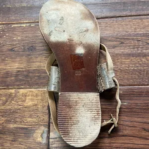 Freebird by Steven Ocean Sandals Leather Loop Ankle Strap Textured Metallic 7.5 thumbnail 4