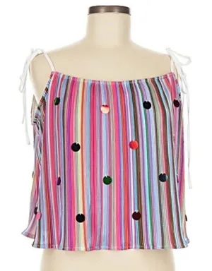 Queen of Sparkles, Rainbow Sequin Blouse Red Size M thumbnail 1