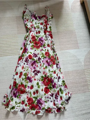 Abercrombie & Fitch Floral & Strawberry Ruffle High Low Dress XXS Tall NWOT thumbnail 10