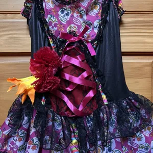 Valentines Day Womens Pink Skull Ribbon Lace Dress Size Medium Witchy Whimsygoth thumbnail 4