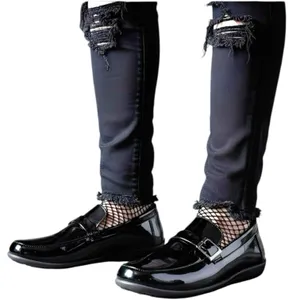 Y2K Penny Loafers Shoes Women's Sz 7 W Vegan Leather Preppy Punk Gothic Grunge thumbnail 1
