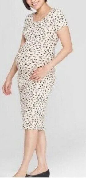 Isabel maternity Leopard Print Short Sleeve T-Shirt Dress size XS thumbnail 1