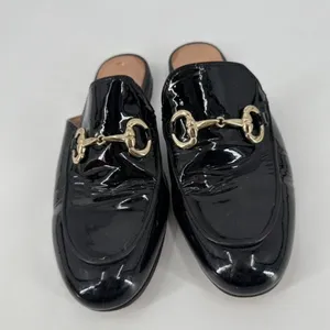 Pascucci Black Patent leather horse bit‎ mules loafers Italy size 37.5 Slides thumbnail 4
