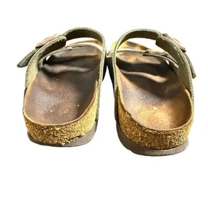 Birkenstock Arizona Two Strap Buckle Sandals Taupe Metallic Slides Womens 35 thumbnail 2