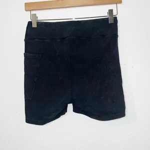 Free people movement off gray black acid wash cotton biker shorts thumbnail 5