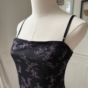Vintage 90s Next Up Black Purple Glitter Flower Hi Lo Dress S thumbnail 7