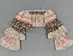 Maeve‎ Blouse Womens XS Multicolor Off The Shoulder Cropped Flared Sleeve thumbnail 1
