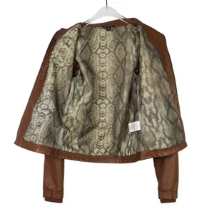 Y2k George Brown Faux Leather Moto Jacket Extra Small Women's Casual Jacket thumbnail 3
