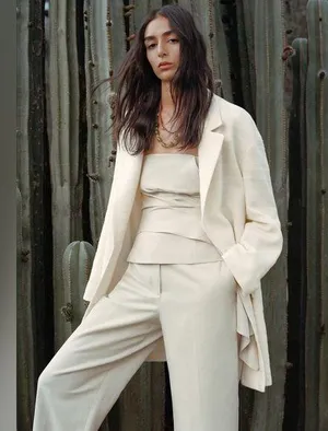 Zara TEXTURED ONE-BUTTON Oversized COAT Cream/Beige Size XS NEW thumbnail 1