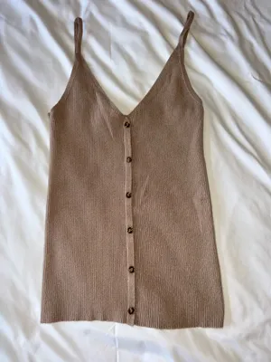 Tan Knit Tank Top thumbnail 1