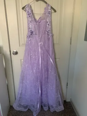 Lavender Lilac Purple Floral Tulle Corset Back Maxi Prom Dress Sz M/8 thumbnail 6