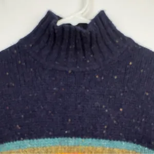 VTG J. CREW 100% Shetland Wool Black Stripe Mock Neck Sweater - Size S thumbnail 5