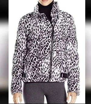 Andrew Snow Leopard Print Puffer Coat Size Large thumbnail 1