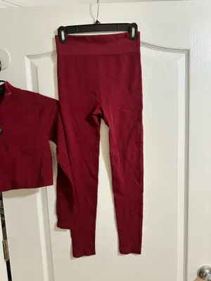 Burgundy No Boundaries half zip sweatshirt and leggings set thumbnail 3