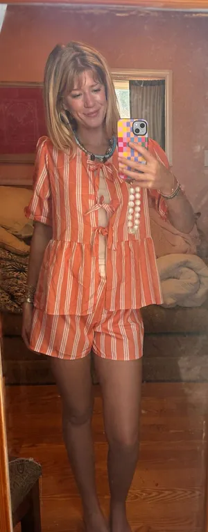 Amazon Orange and white striped matching set thumbnail 1