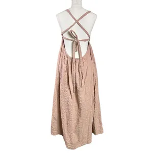 Free People Bohemian Beachy Seersucker Poppy Midi Dress Sundress Blush Medium thumbnail 9
