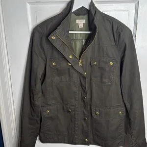 J. Crew Relaxed Boyfriend Field Jacket Olive Green w/ Gold Hardware W1076 Sz S thumbnail 6