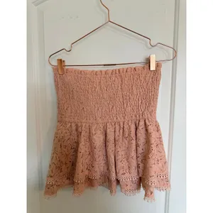 Endless Rose Mini Skirt Women Size M Pink Smocked‎ Lace Ruffle Pom Pom Trim thumbnail 6