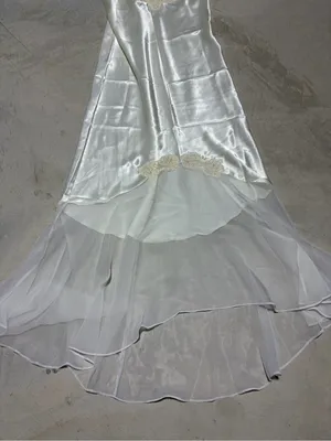 Victoria’s Secret vintage gold label Ivory white Lace Trim Slip Dress Chiffon s thumbnail 2