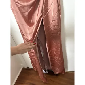 Dessy After Six Strapless Topstitched Corset Satin Maxi Dress Copper Penn Size 6 thumbnail 9
