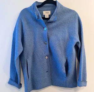 LL Bean 100% Wool Blue Womens Coat Jacket thumbnail 1