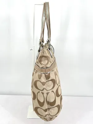 Coach Poppy Metallic Signature C Sateen Glam Y2K Large Hobo Shoulder Tote thumbnail 2