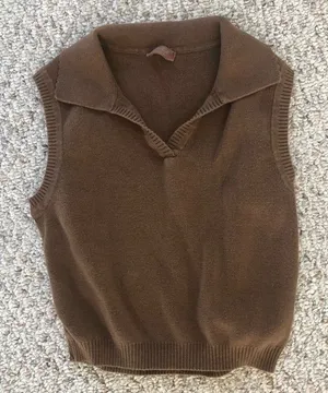 Brandy Melville John galt chocolate brown polo collared tank thumbnail 1