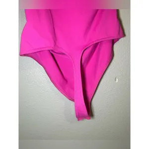 NEW Free People Somethin Bout You Pink One Shoulder Puff Sleeve Bodysuit Women S thumbnail 7