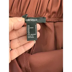 Forever 21 Chocolate Brown Wide Leg High Rise Pants‎ Elastic Waist Minimalist S thumbnail 5