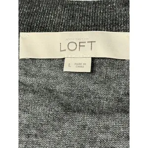 LOFT Gray Long Button Front Cardigan Sweater Classic Layering Essential L‎ thumbnail 2