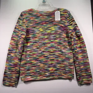 Womens Knit Bright Multicolor Pullover‎ Sweater Crew Neck Small thumbnail 1