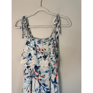 Parker L Nia Dress Blue Multi Flower Pattern Ruffled Front Mini Dress thumbnail 12