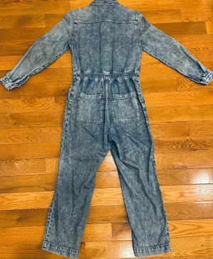 H&M Retro 80s Vibe Acid Wash Long Sleeve EDGE Denim Boiler Jumpsuit/Coveralls 4 thumbnail 16