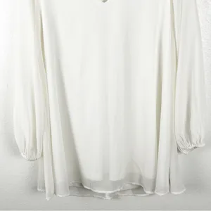 SHOW ME YOUR MUMU Donna Michelle White V-Neck Tunic Top Small Casual Neutral thumbnail 7