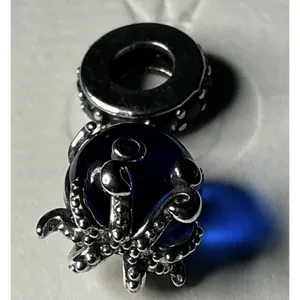 Pandora Blue Crab Dangle Charm S925 Blue Murano Glass Ocean Sea Life thumbnail 2