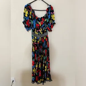 RIXO for target bright colorful floral off the shoulder maxi dress 24W/26W plus thumbnail 7
