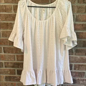 Perceptions White Flutter Sleeve Blouse thumbnail 1