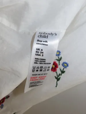 Nobody’s Child White Floral Embroidered Smocked Tiered Maxi Dress Size 2 thumbnail 8