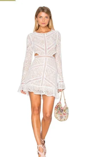 For Love & Lemons - Emerie Cut Out Dress in White Size Small thumbnail 1