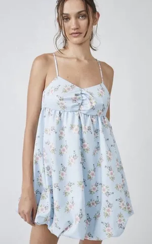 Free People In A Bubble Mini Dress Size Medium Bluebell NWT Floral Babydoll thumbnail 1