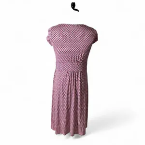 Boden Amelie Jersey Women's Pink Blue Zigzag Print Smocked Waist Dress Pockets‎ thumbnail 3