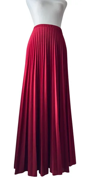 Vintage ‘70s Crimson Pleated A-Line Maxi Skirt thumbnail 1