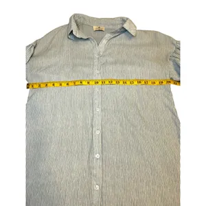 Blue and White Striped Palms Away Shirt Dress - Size M thumbnail 7