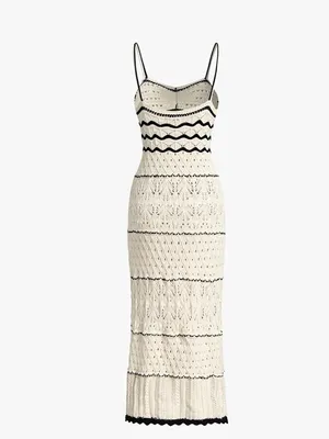 Commense Paros Crochet Eyelet See Through Midi Dress size XS NEW $50 thumbnail 4
