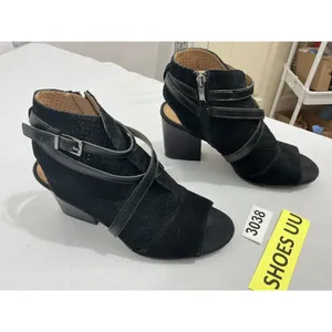 Womans Franco Sarto L Fantana 8 M Black Open Toe Zip Strappy Heel Ankle Boots thumbnail 3